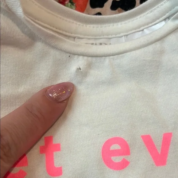 B40 NWT Zara 18 months White and Pink Inspirational T-Shirt - Picture 6 of 8